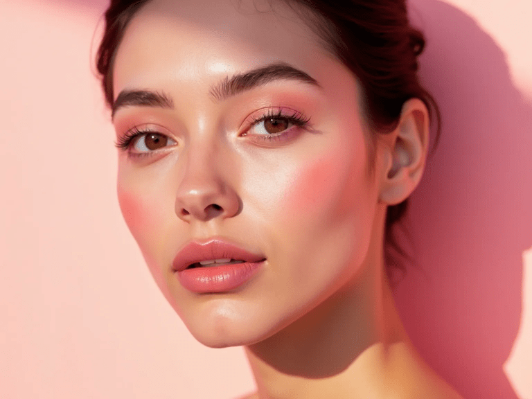 Before and after images of a woman’s face showing a more even skin tone and reduced dark spots after using Mosbeau Glutathione